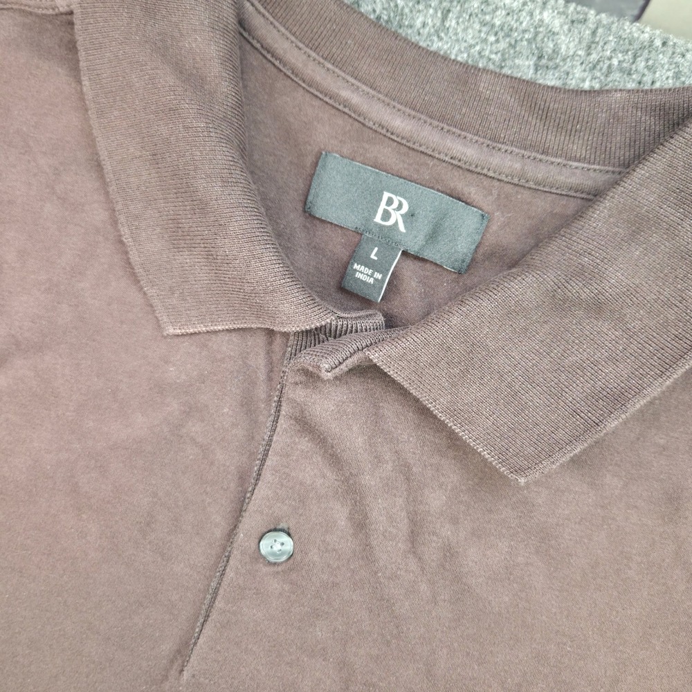Banana Republic Mens Large Brown Cotton Polo‎ Shirt SS Casual Minimalist